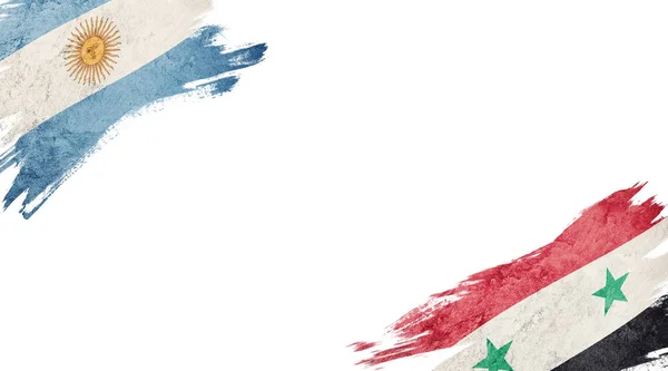 Прапори Аргентини та Сирії на білому тлі — стокове фото